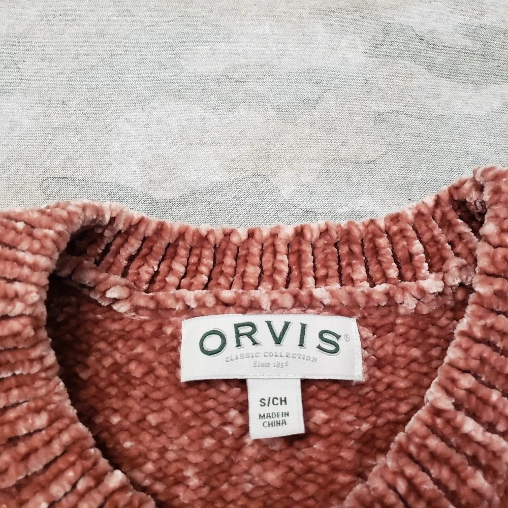 Orvis Sweater Womens Small Red Rust‎ Pullover Ribbed Long Sleeve